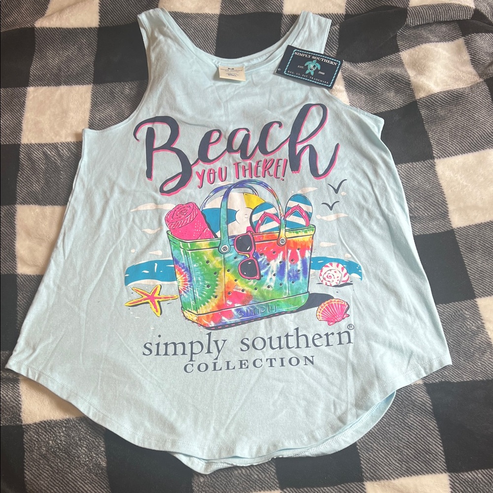 Simply Southern Light Blue Beach Tank size small